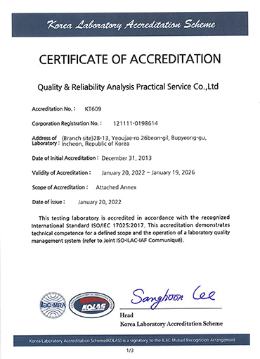 CERIFICATE OF ACCREDITATION